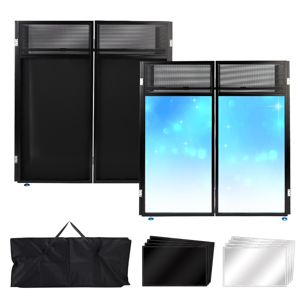 Portable DJ Facade Table Station 45"x42"Event Booth Facade Metal Foldable Frame