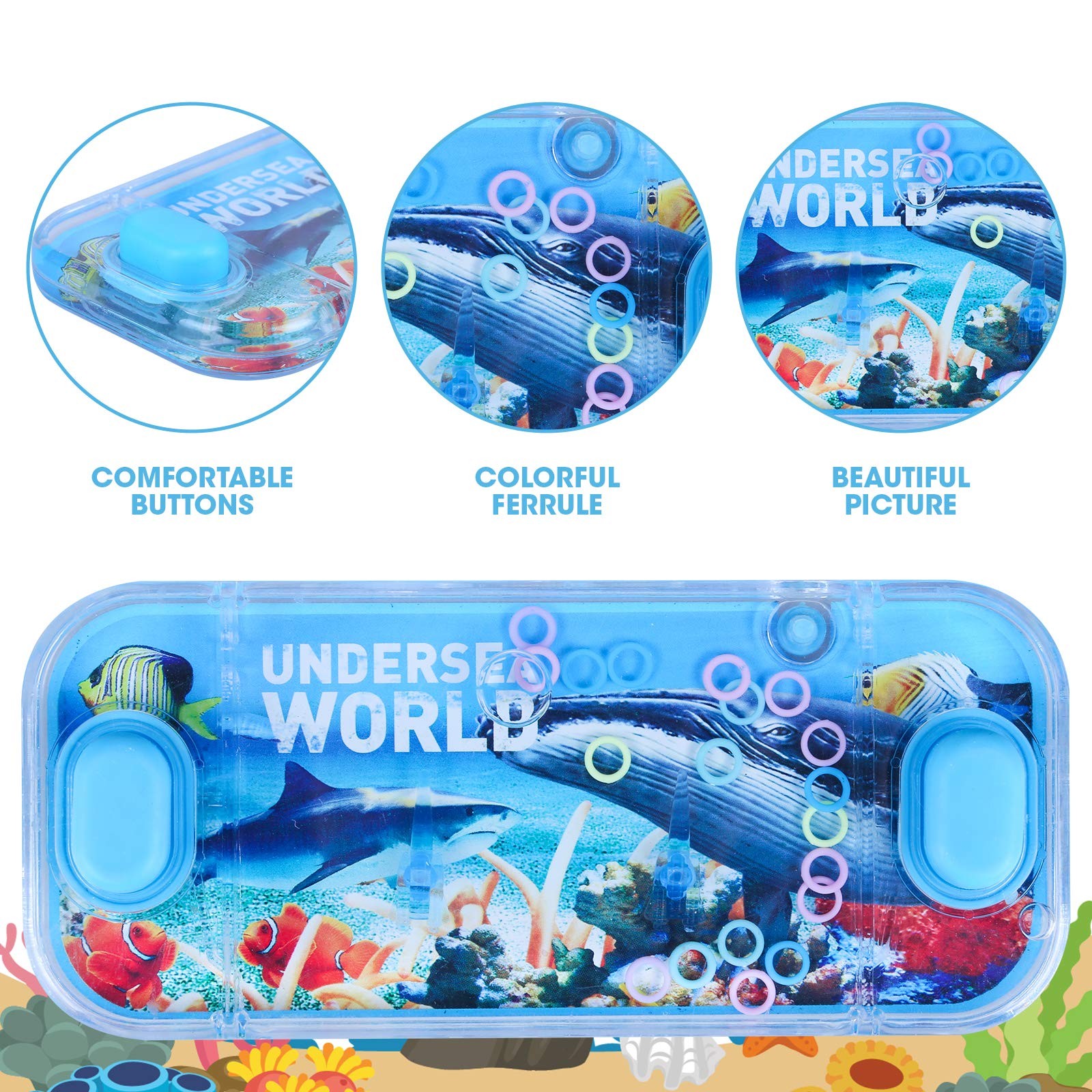 SevenQ Handheld Ocean Theme Water Toss Ring Game - 4 Pack Aqua Toys for Kids ...