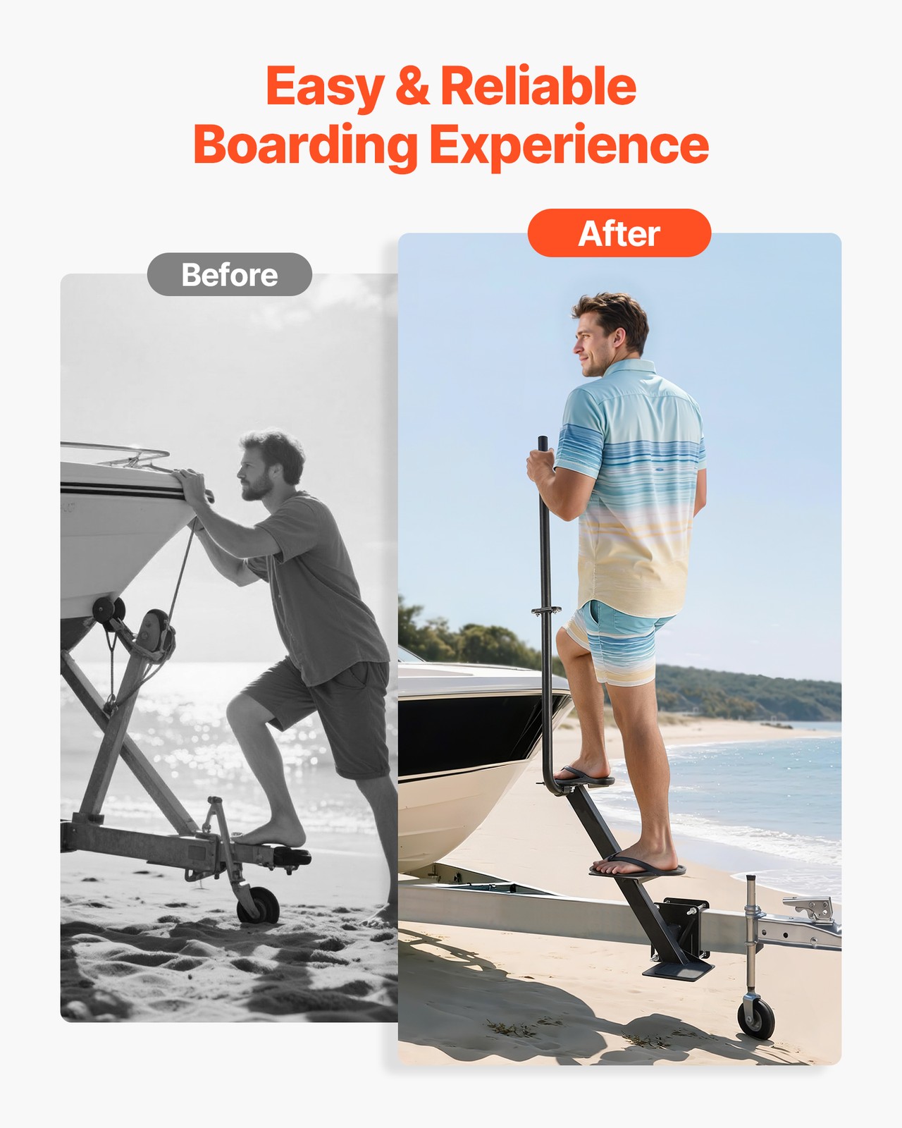 VEVOR Boat Trailer Steps Heavy Duty Boat Steps with Handle 3 Step Side Mount