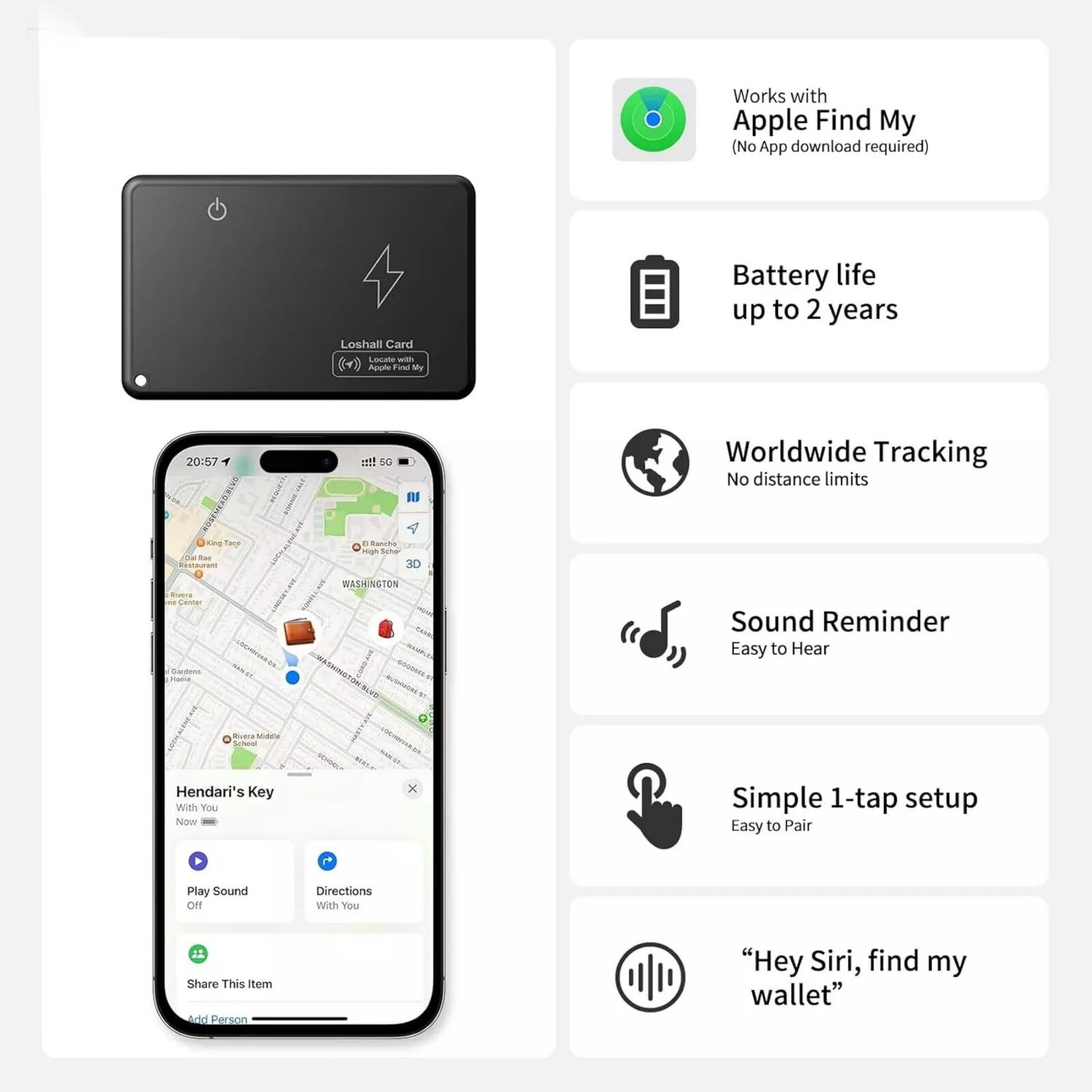 Wireless Charging Smart Card Tracker Wallet Tracker Works For Apple Find My