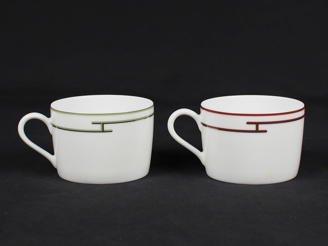 Hermes Rhythm Cup & Saucer Set 2pc White Ceramic with Box Authentic Rare