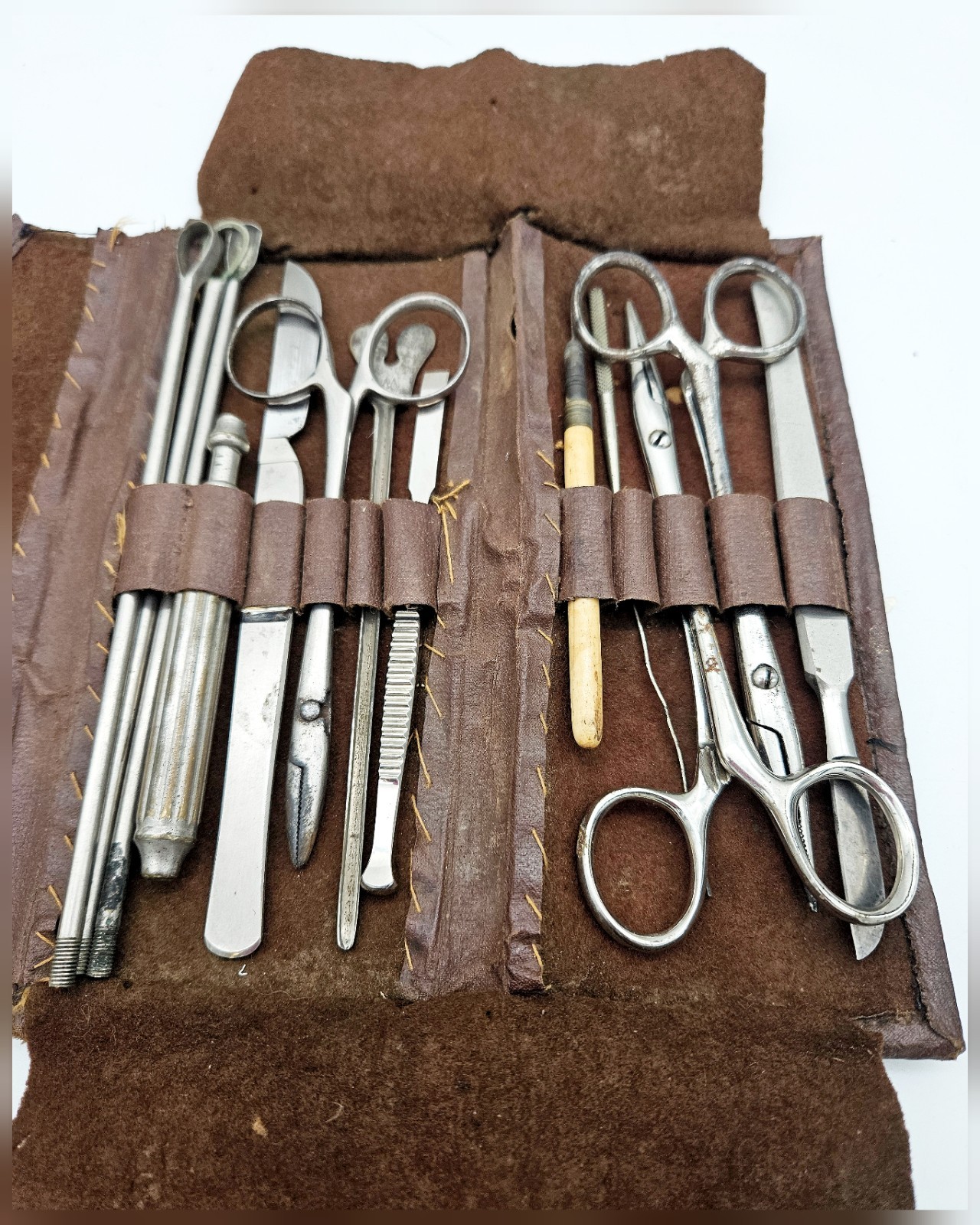 Antique Surgical Set Medical Scalpel Forceps Instrument Tool Case Bausch & Lomb