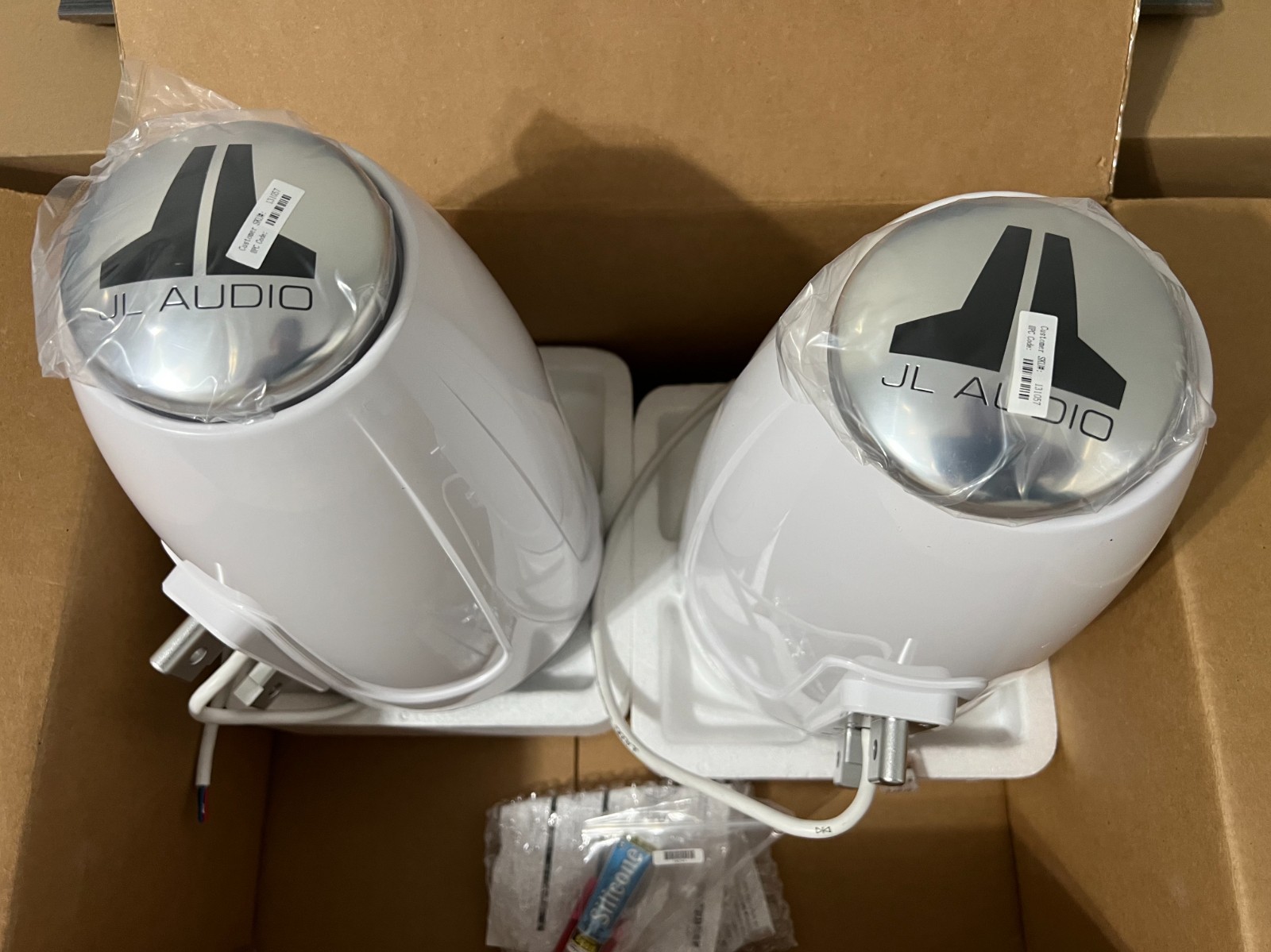 JL Audio 7.7" Enclosed Wake Tower Speaker Enclosures Empty Pair w/o clamps