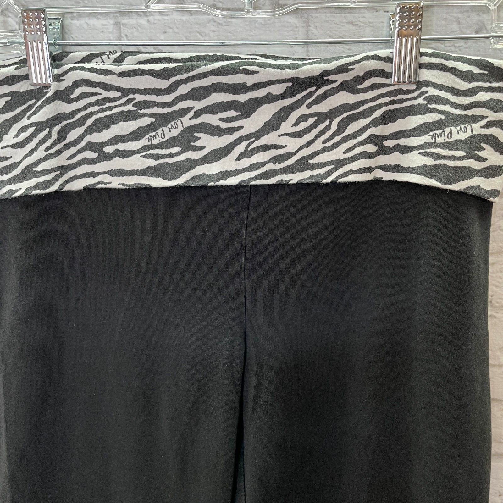 Y2K Victoria's Secret PINK Vintage Foldover Yoga Pants Flare Green Zebra L