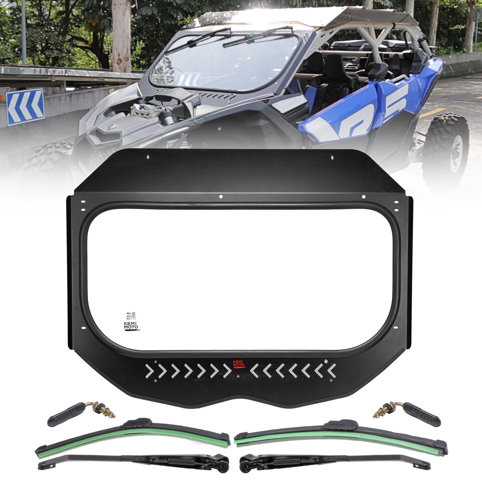 Front Full Glass Windshield w/ Sliding Vents for Can Am Maverick X3/ MAX 2017-26