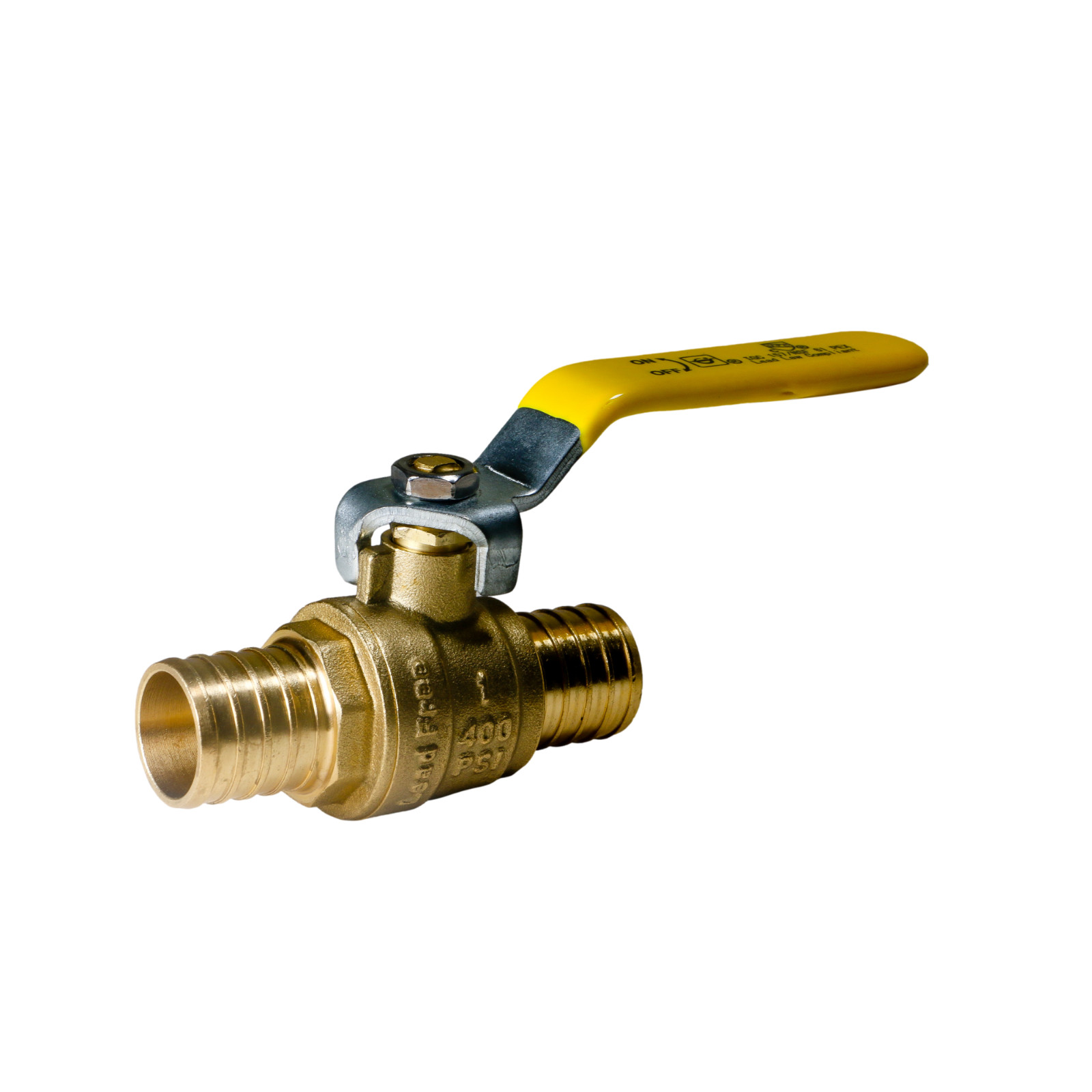 1 Pack XFITTING 1" Pex B Ball Valve, Lead Free Brass, Full Port, Barb Crimp