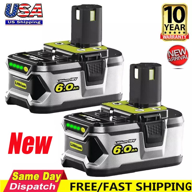2PACK For RYOBI P108 18V 6.0Ah High Capacity Battery 18Volt Lithium-Ion Battery