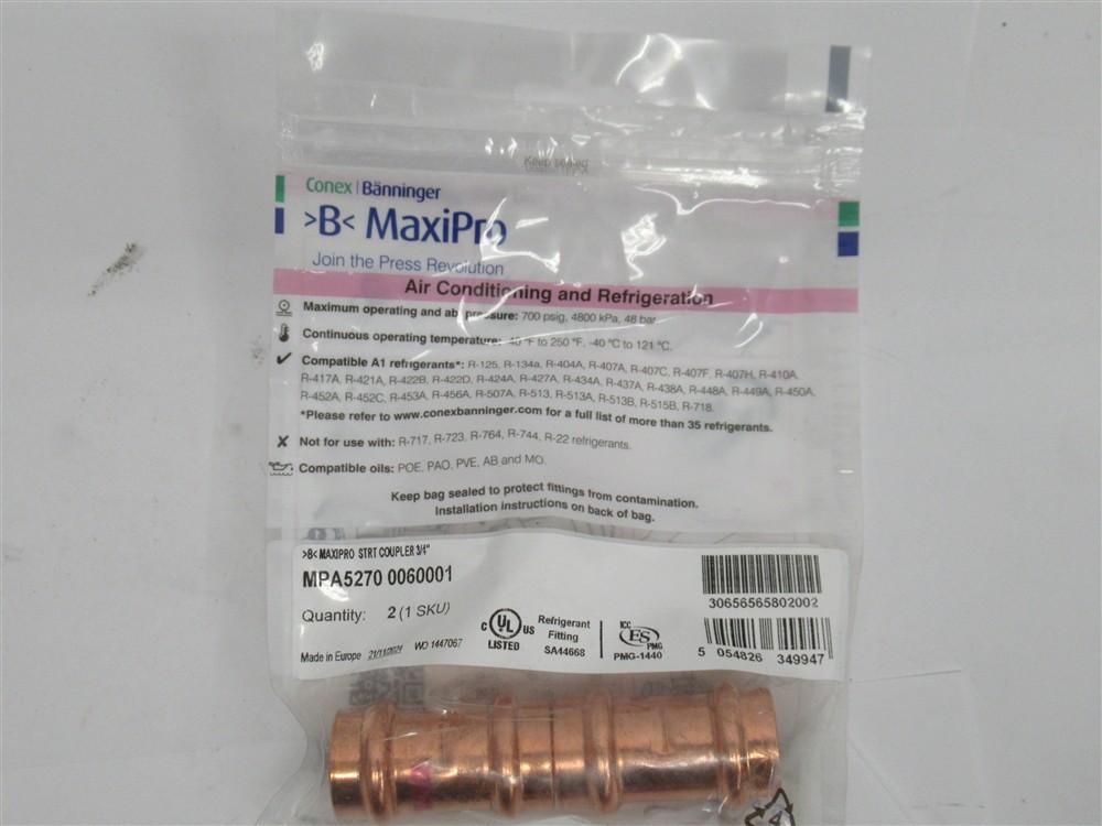 Conex Banninger MPA5270 0060001 , B MaxiPro 3/4" Straight Couplers (PK 2)