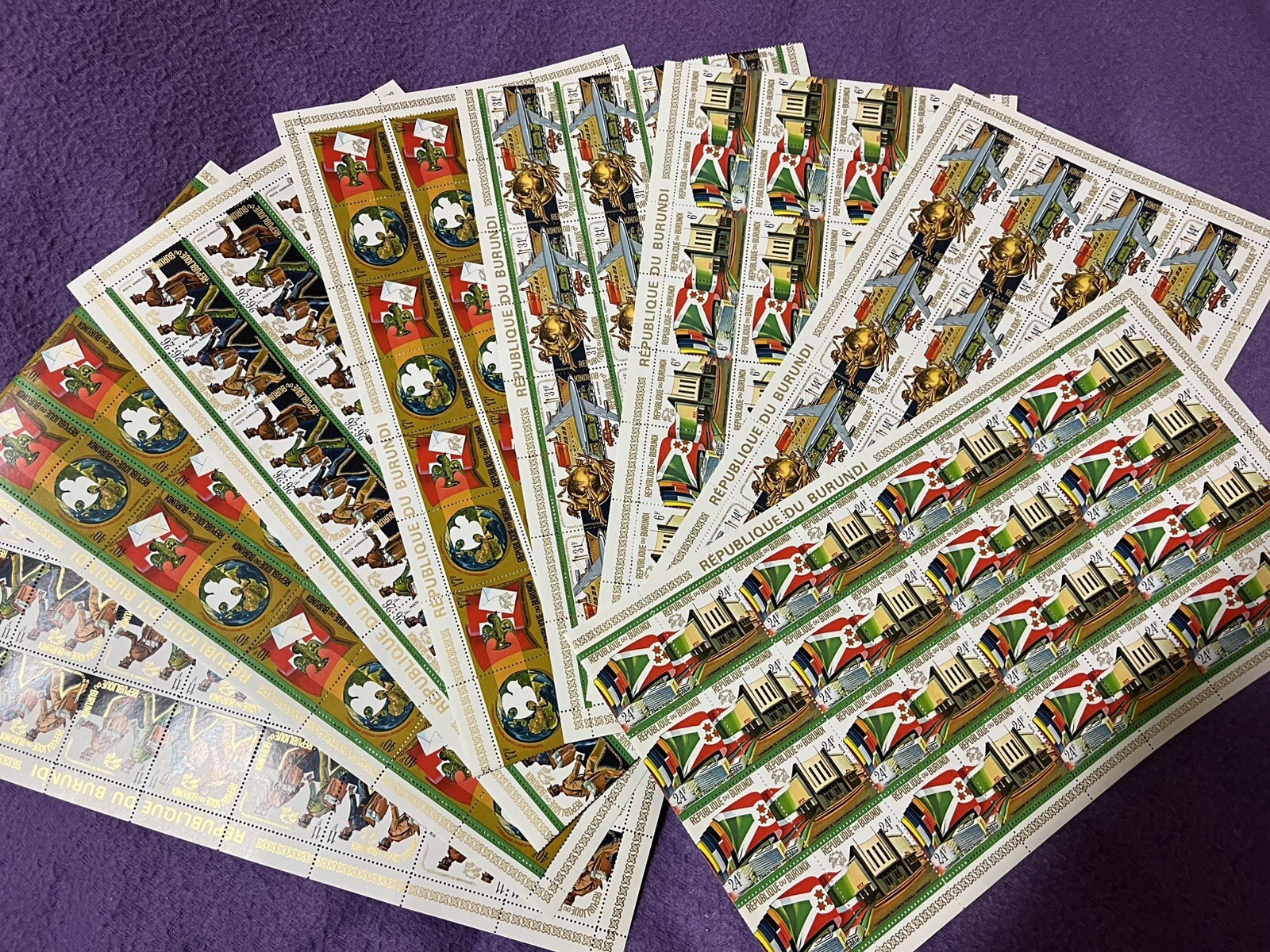 Sale - 20x Burundi - 1974 - Postal UPU - Full Sheet - 1/2 Folded Stamps MNH** XX