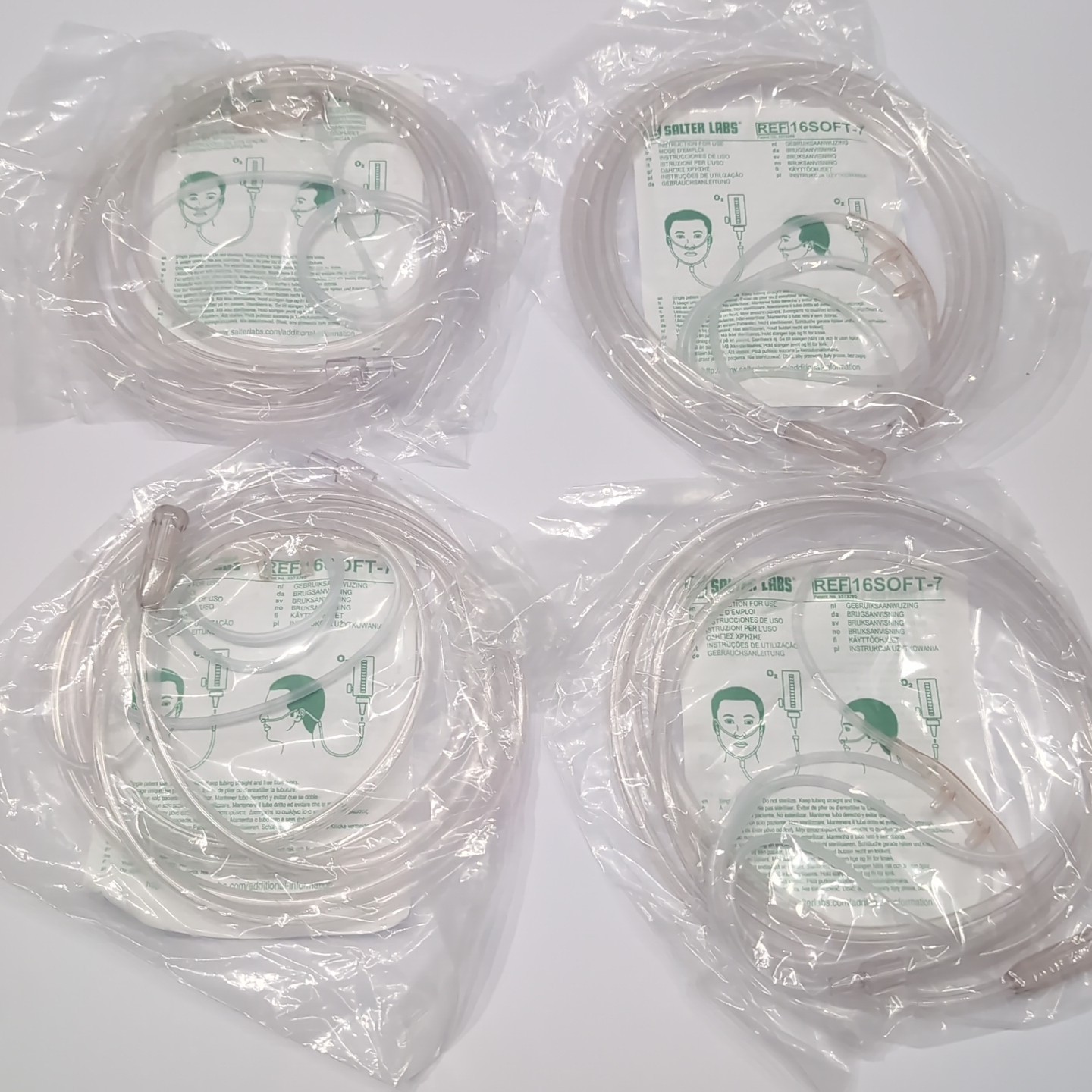 Lot of 4x NEW Sealed 16SOFT-7 Nasal Cannula w/ 7' Oxygen Supply Tubing