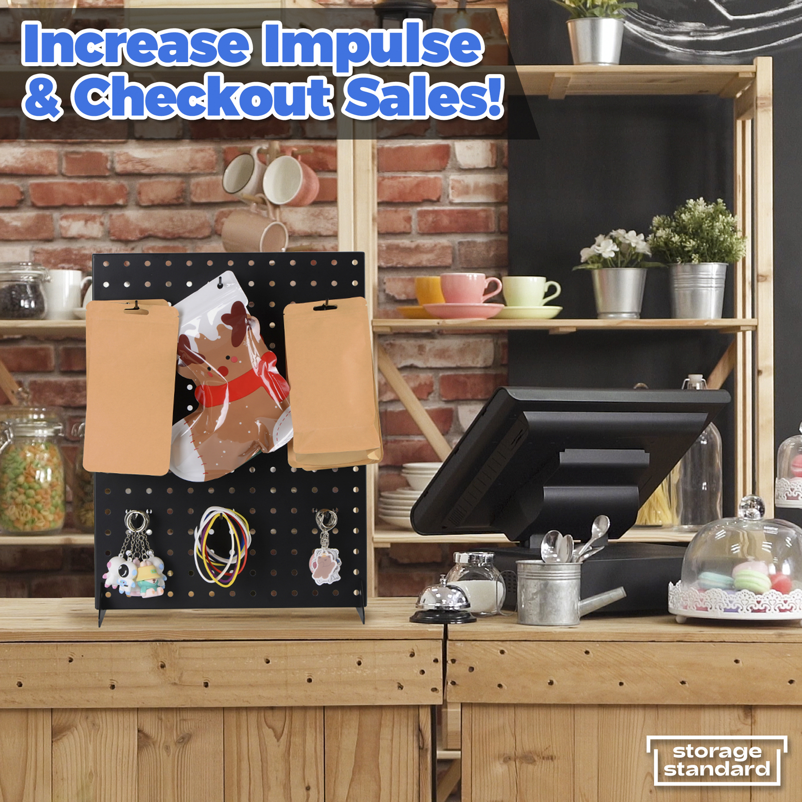 Pegboard Display Stand With 12 Peg Hooks Black Metal 17" x 13" - Retails & Fairs