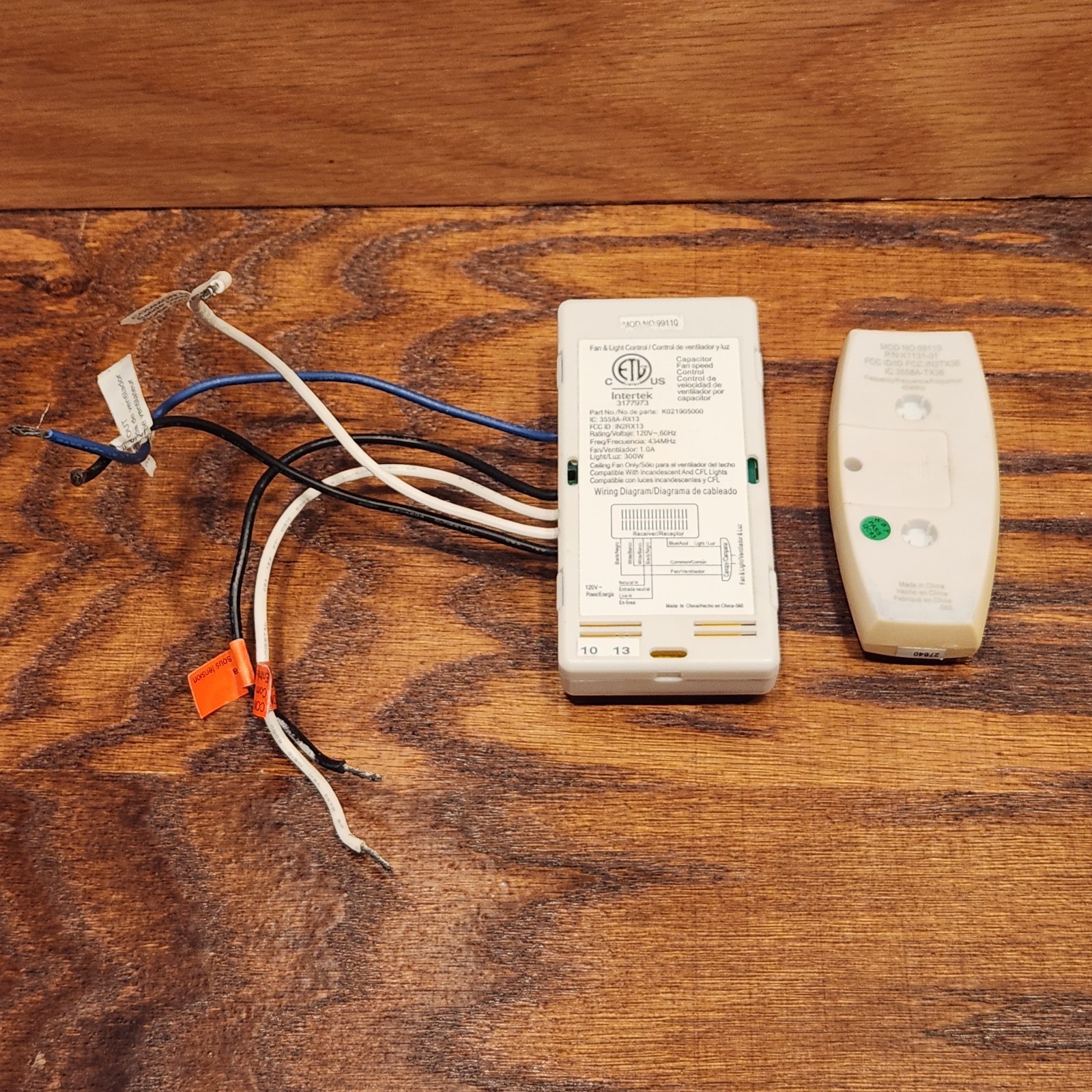 Hunter Ceiling Fan Remote Receiver K803201000 - Intertek 3177973