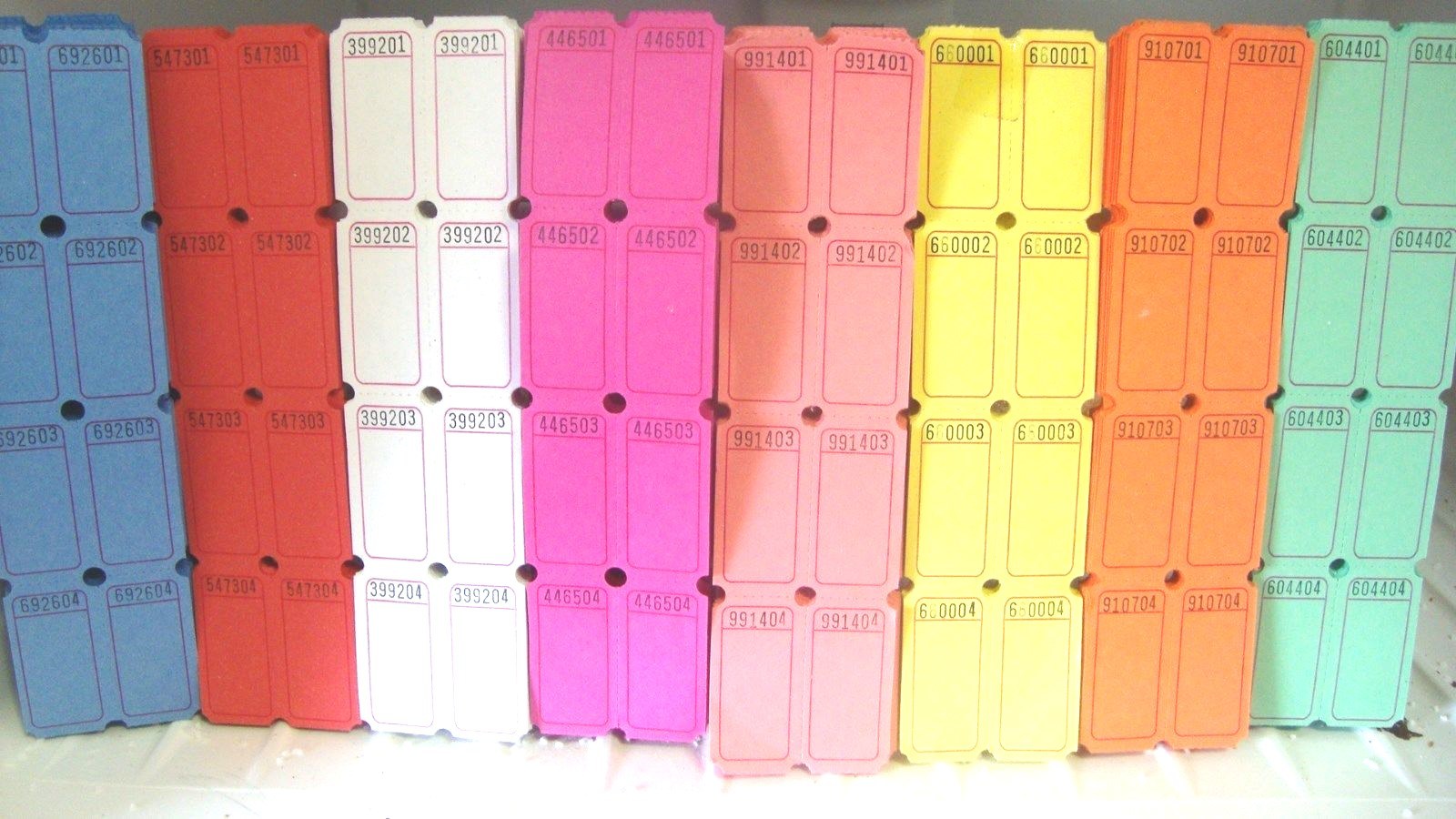 100 FLAT BLANK DOUBLE STUB RAFFLE TICKETS