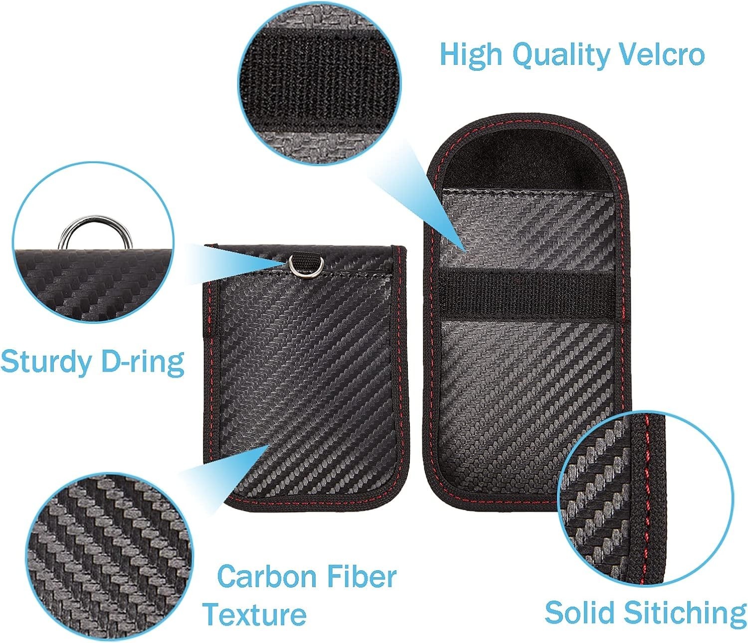 2PCS Key Fob Faraday Bag Car RFID Signal Blocker Anti-Theft Protector Pouch