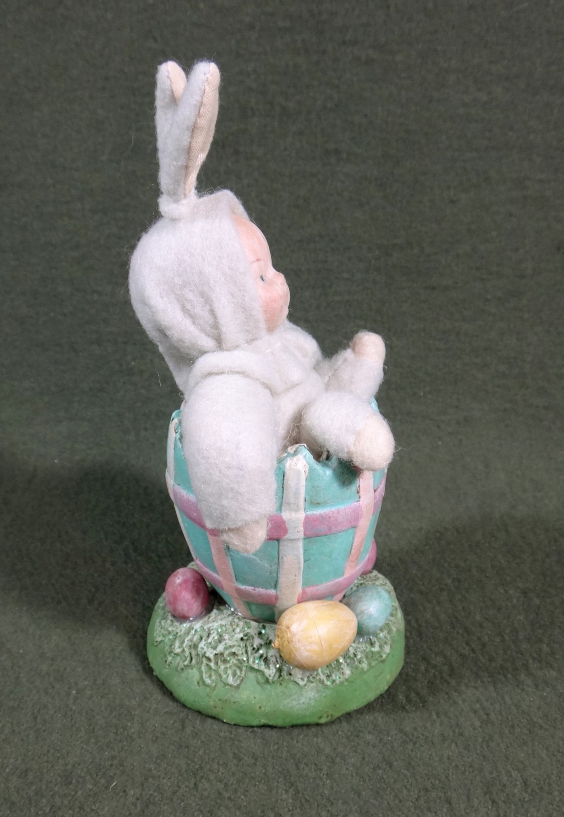 TWO vintage whimsical Spring EASTER BUNNY BABY doll RABBIT figures