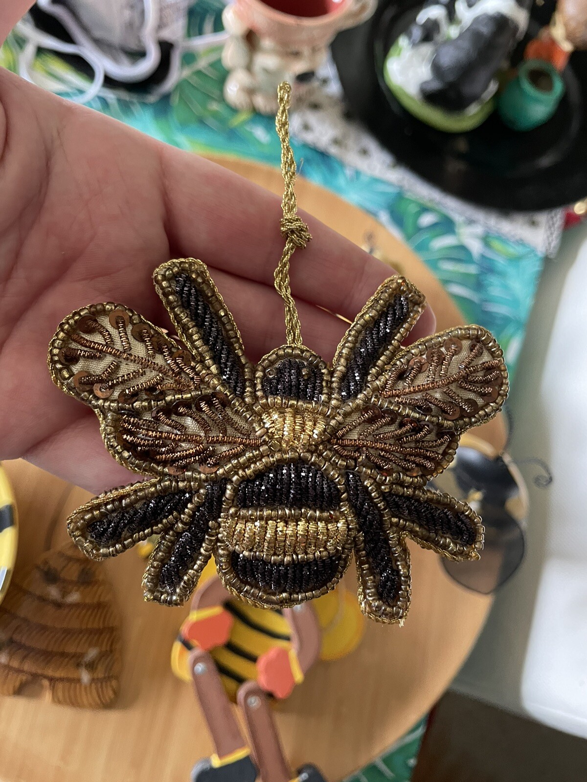 Mix Lot Of 9 Bumblebee 🐝 Home Decor Candle Holder Ornaments Wood Ceramic Beaded