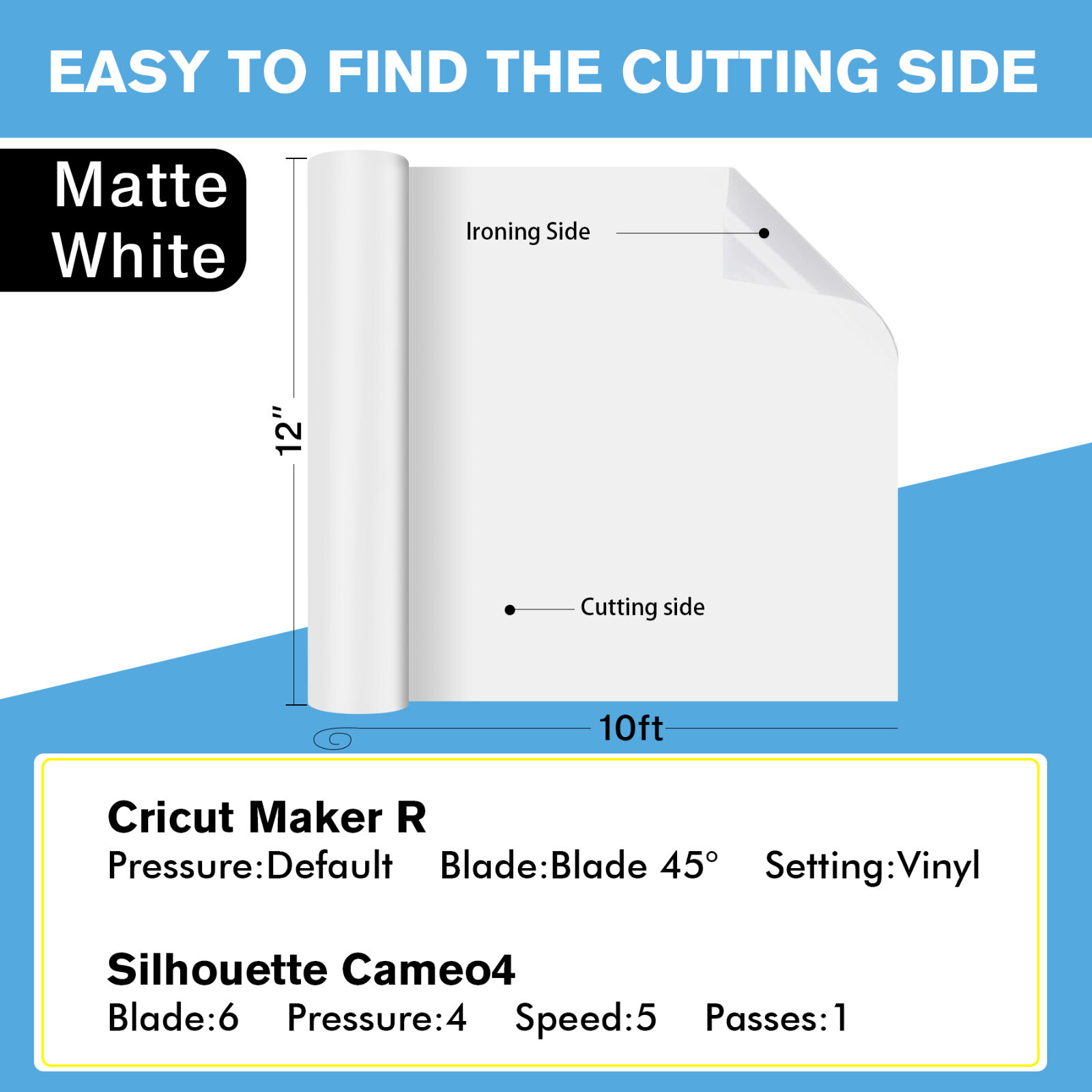 A-SUB Sublimation HTV for Dark Fabrics T-shirt 12" x 10FT-30FT Matte White Vinyl