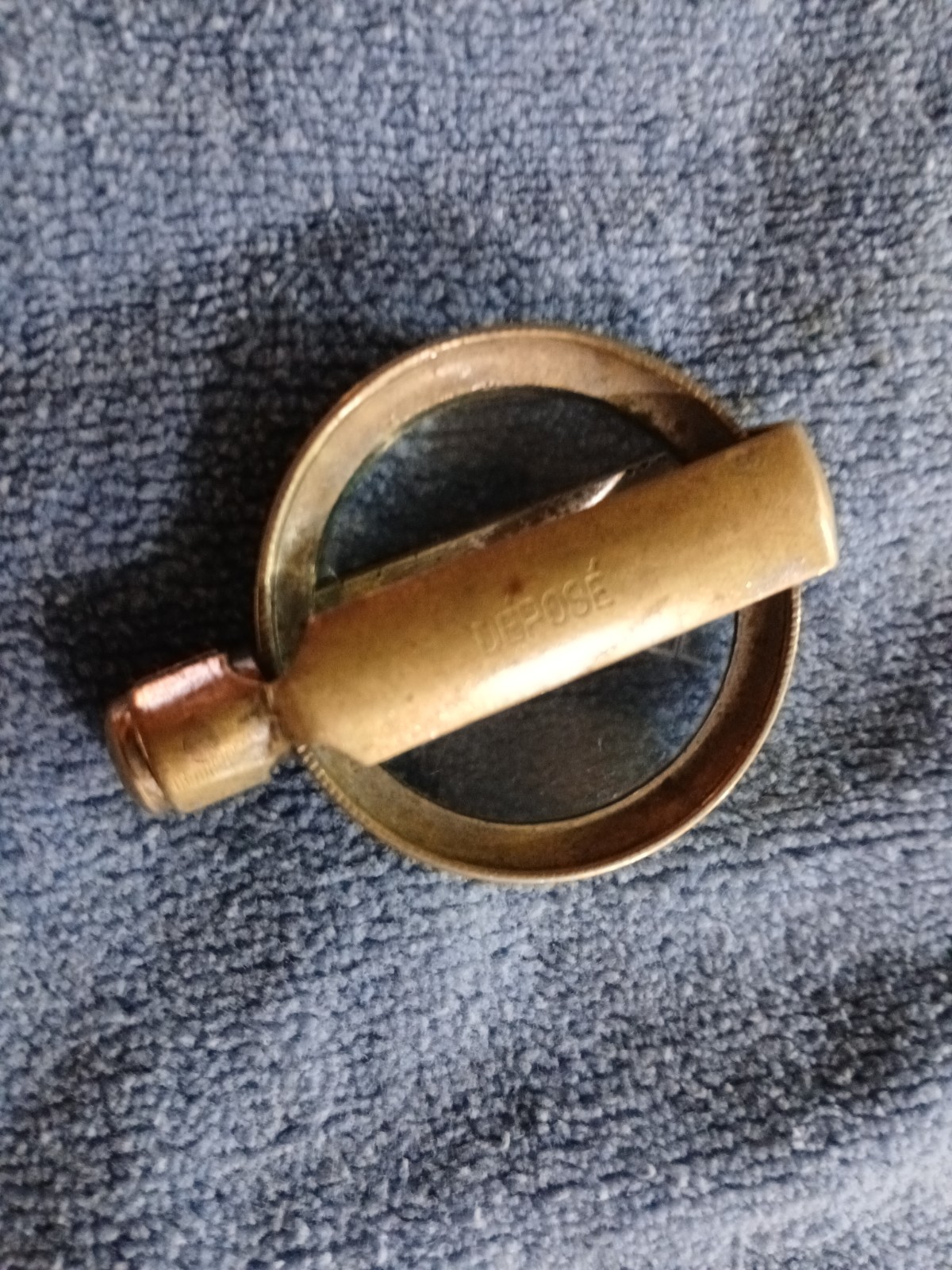 Antique French Brass Folding Magnifying Glass-Dèposè-Swivel Pocket Loupe c.1900