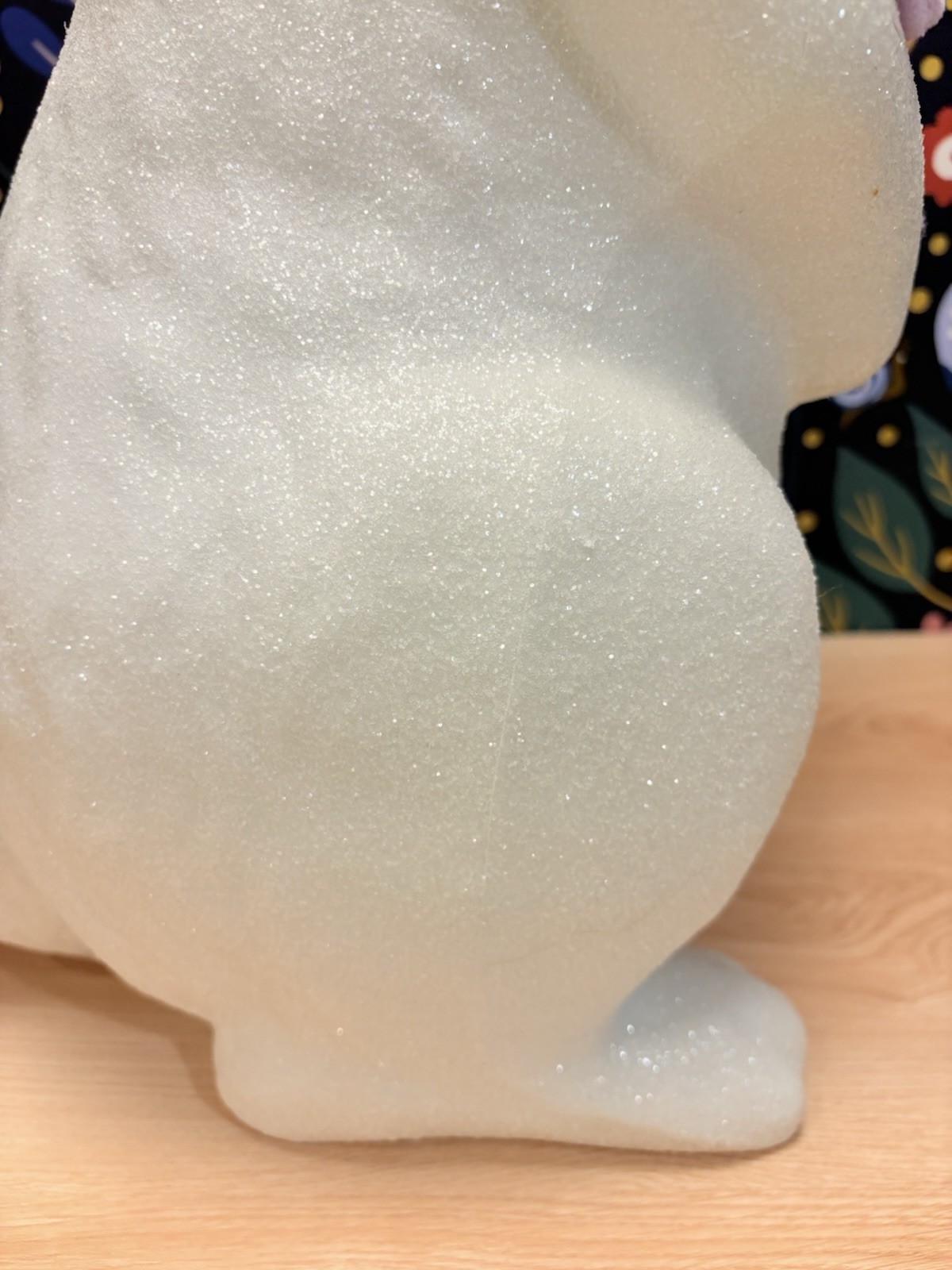 Large 25” Blow Mold Bunny Rabbit W/ Velvet Lavender Ribbon And Glitter Coating