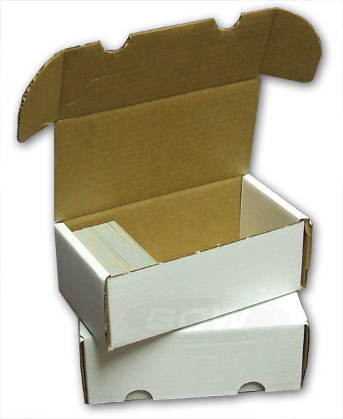 (3 Pack) 400 Count Size White Cardboard Trading Card Storage Boxes - Tab Closure