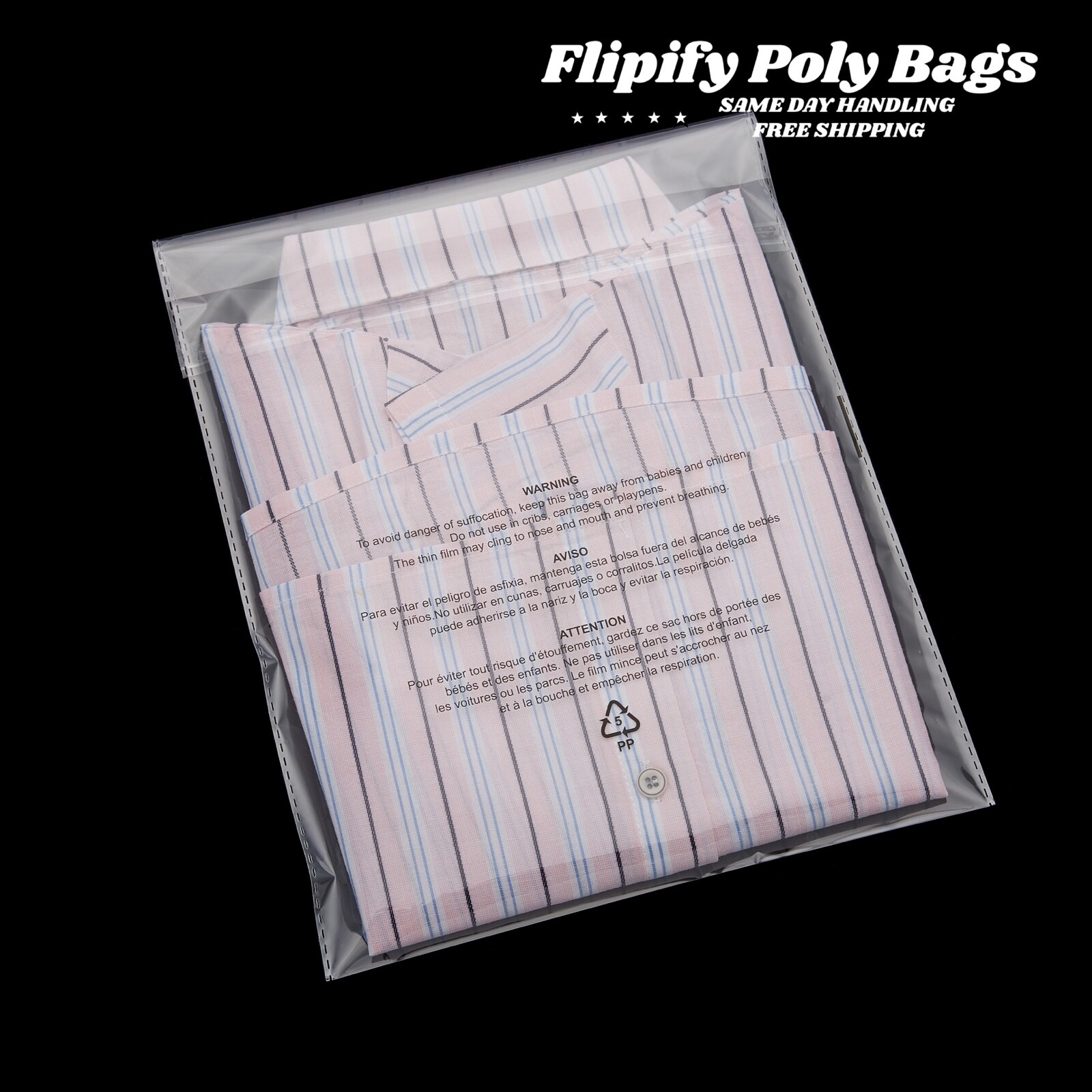 Poly Bags Suffocation Warning Clear 1.5 mil Merchandise Apparel for Amazon