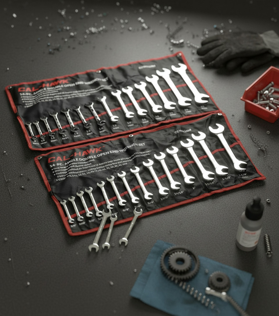 28-pc Combination Angle Double Open End Wrench Set SAE & METRIC