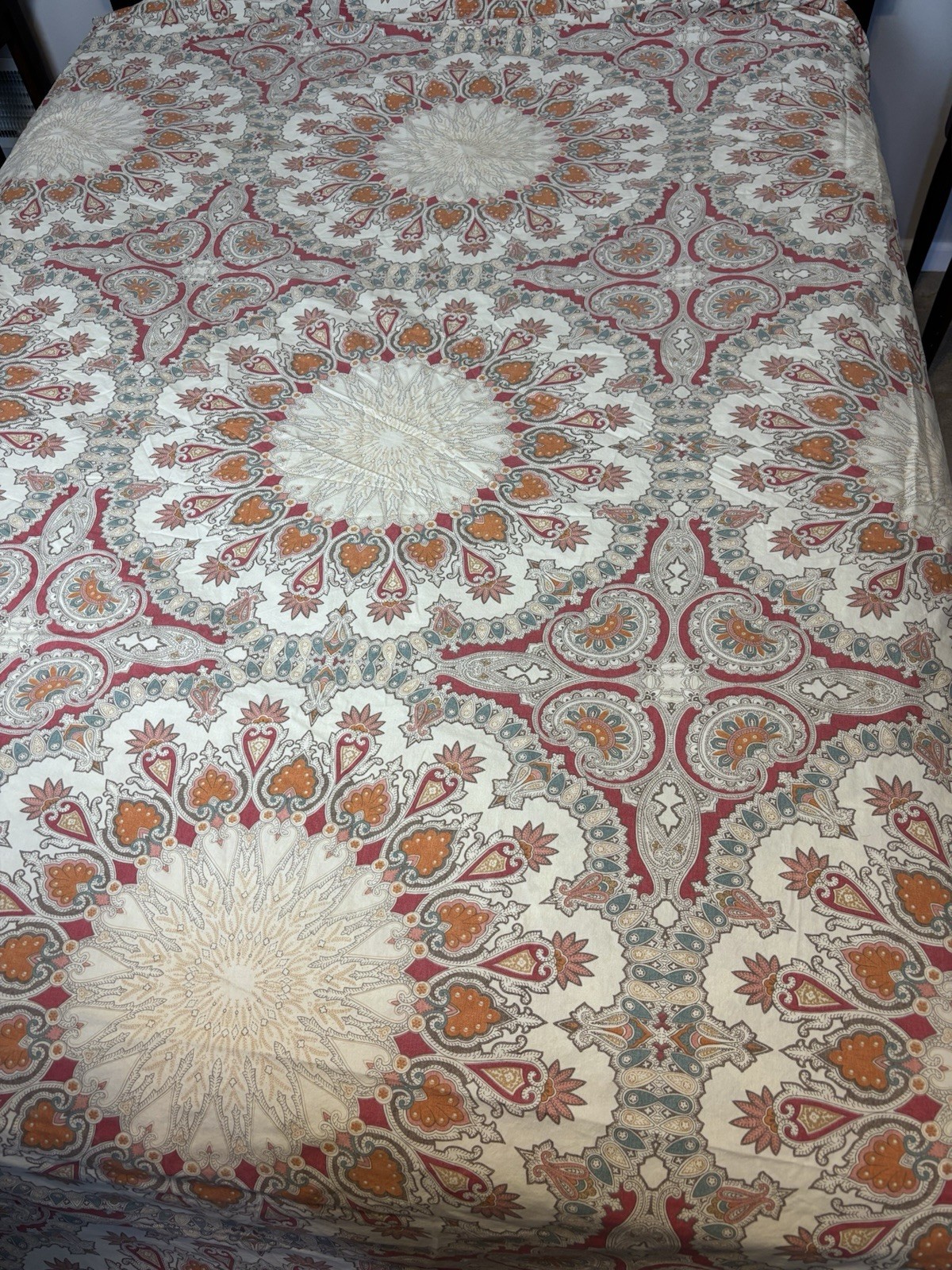 Pottery Barn Valencia Percale Cotton Duvet Cover King Size Medallion Boho