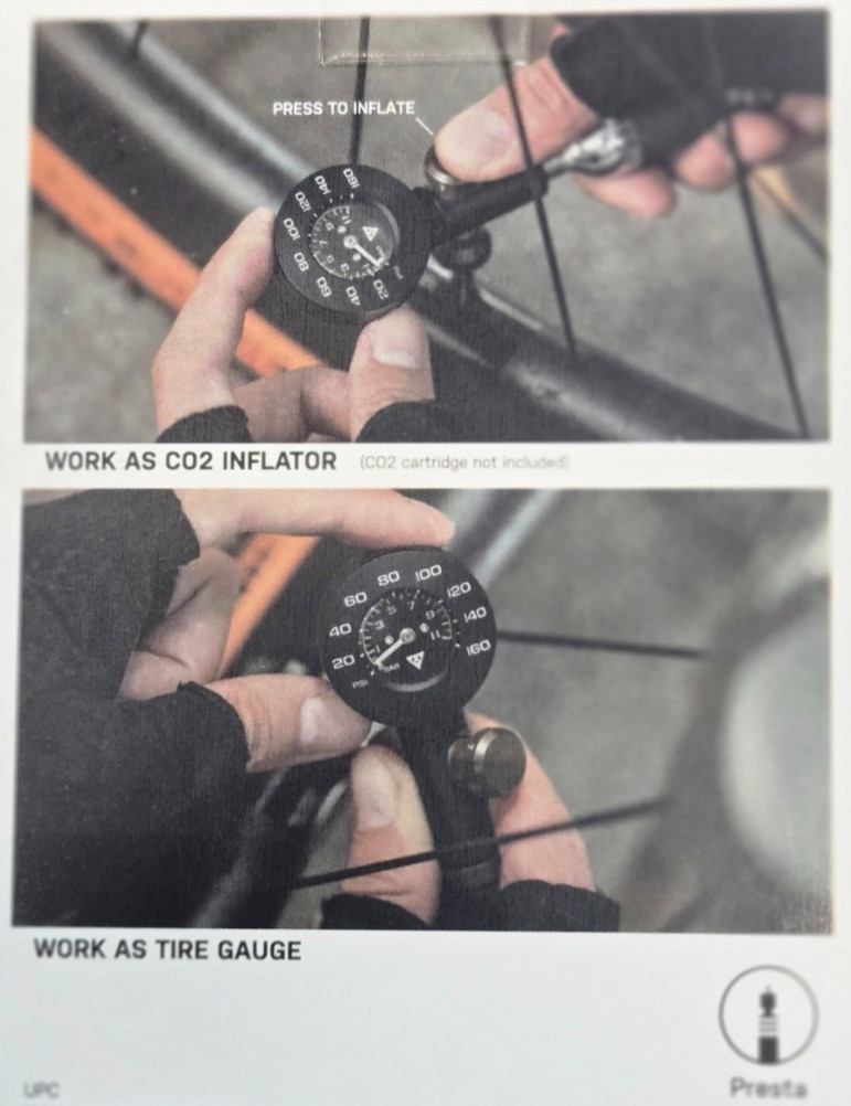Topeak AirBooster G+ CO2 Inflator with Integrated Tire Pressure Gauge