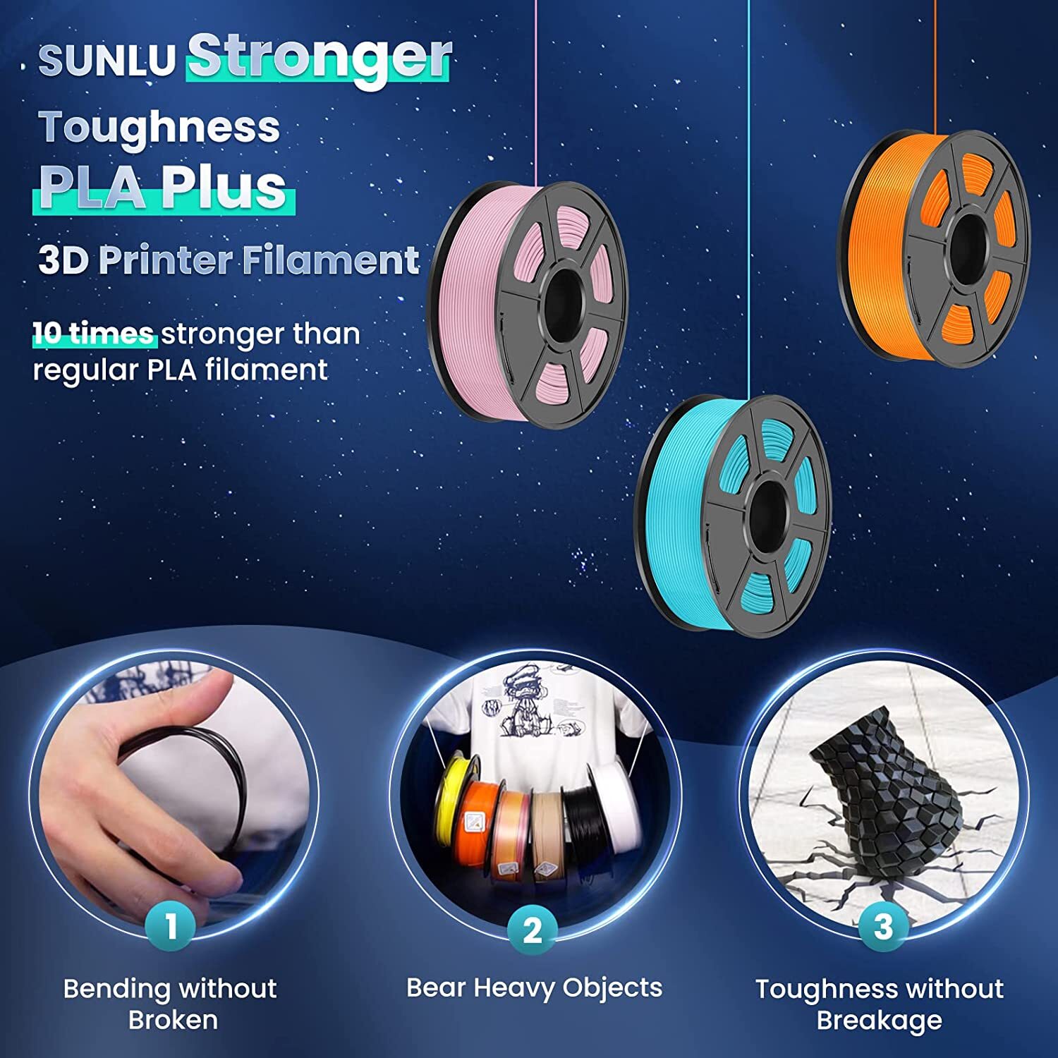 [BUY 4 GET 2 FREE,ADD 6 TO CART] SUNLU PLA META PLA+ PETG SILK ABS Filament 1KG