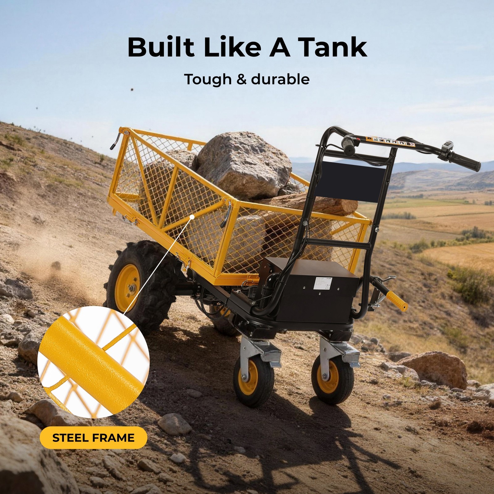 660-1000LBS Electric Utility Garden Cart Heavy-Duty Power Wagon Wheelbarrow 48V