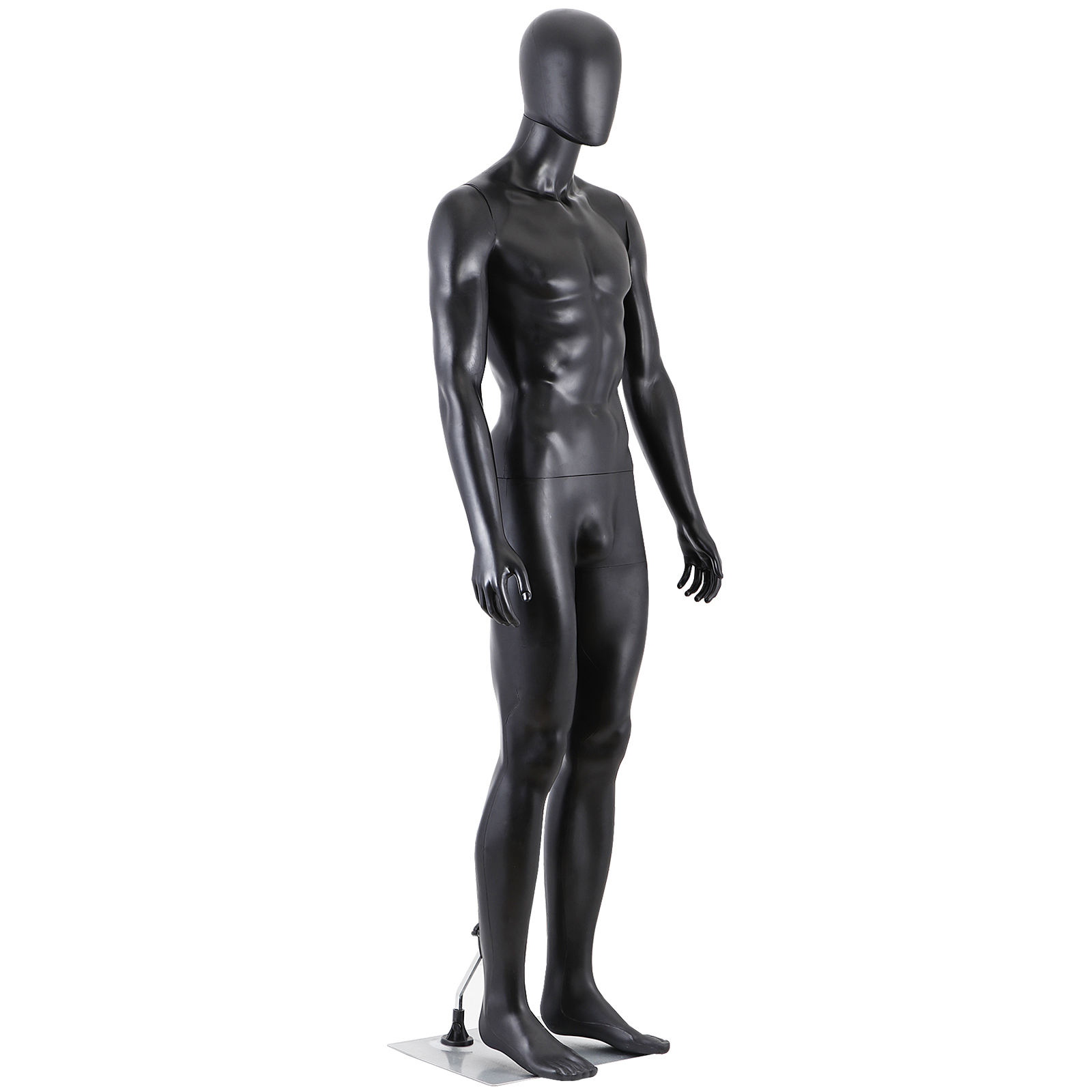 73"H Male Mannequin Full Body Realistic Display Head Turns Dress Form Base Black