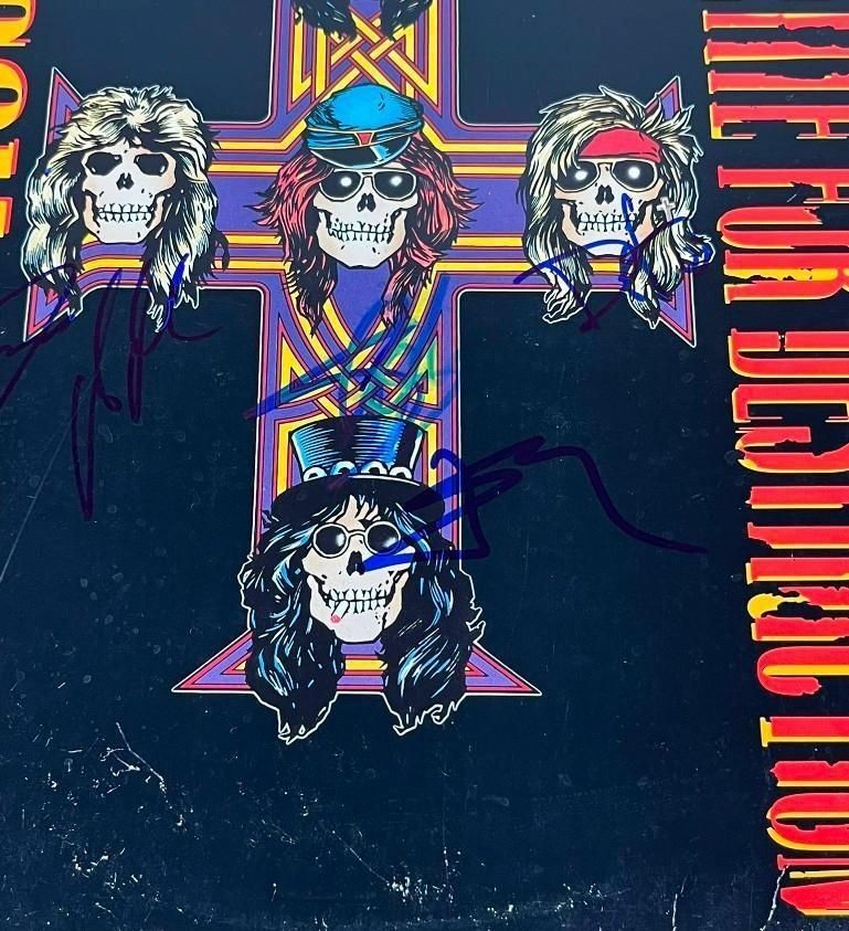 GUNS N ROSES SIGNED APPETITE FOR DESTRUCTION LP X4 COA BECKETT AUTHENTICATION!!