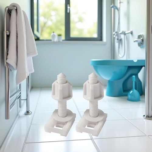 2 Pcs White Universal Plastic Toilet Seat Hinge Bolts, Screws Standard,
