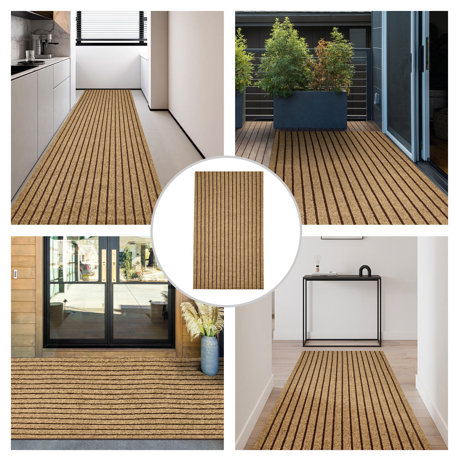 Entryway Runner Rug Indoor Outdoor - Extra Long Hall Rugs Runners Non Slip Brown