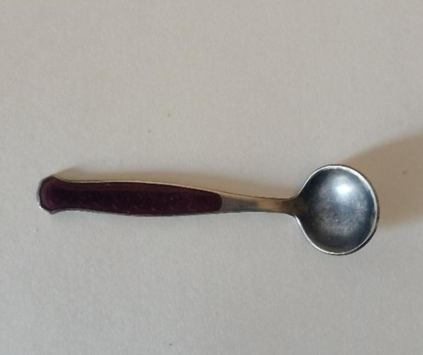 Meka Denmark PURPLE Enamel Sterling Silver Salt Cellar and matching Spoon