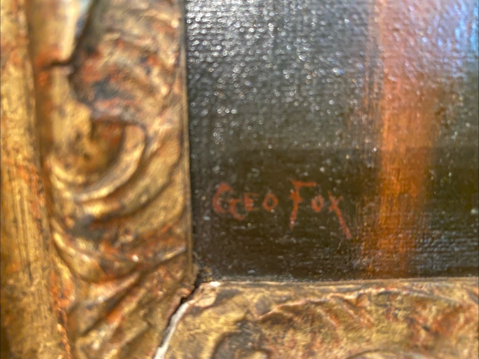 George Fox (British 1876 1916) The Professor Oil On Canvas Gilt Frame Signed