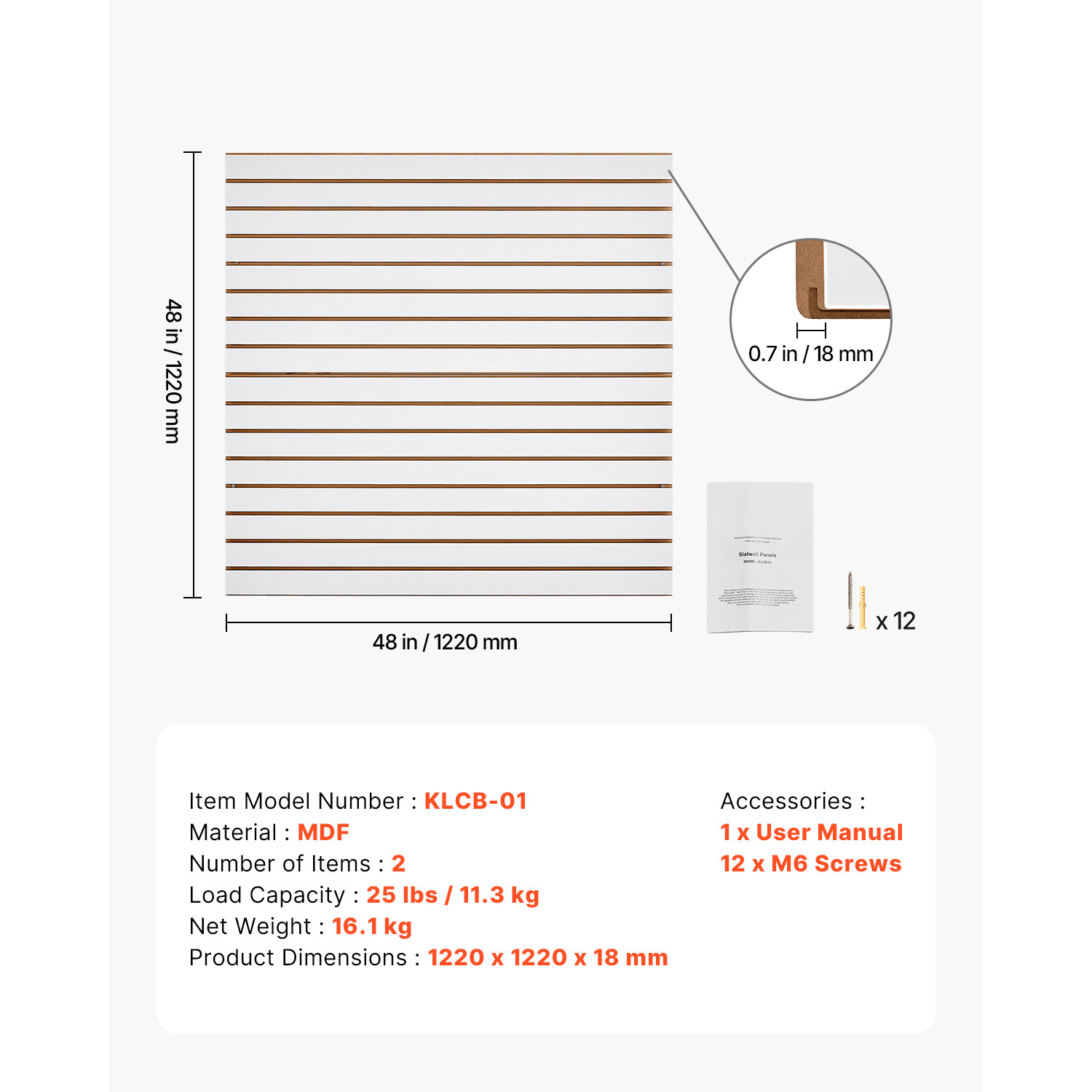 4 x 4 ft Slat Wall Paneling MDF White Garage Slatwall with Modular Design