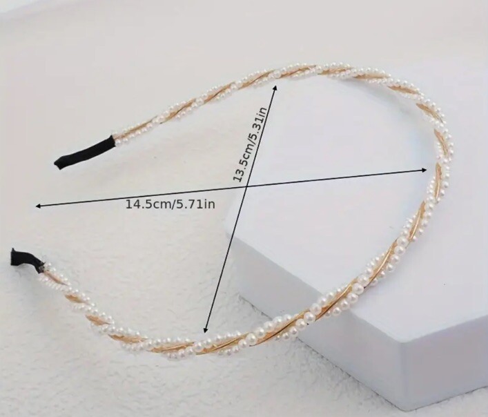 Pearl Twist Headband Beaded Embellished Elegant Thin Headband Hair Accessory