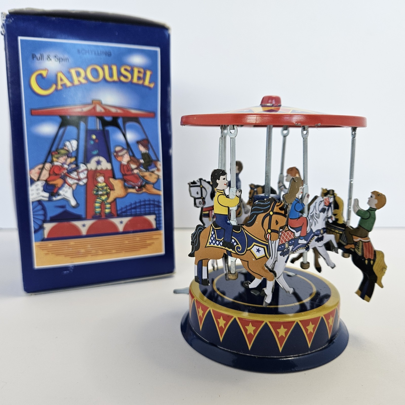 Vintage Schylling Horse Pull & Spin Carousel Collector Series In Box!