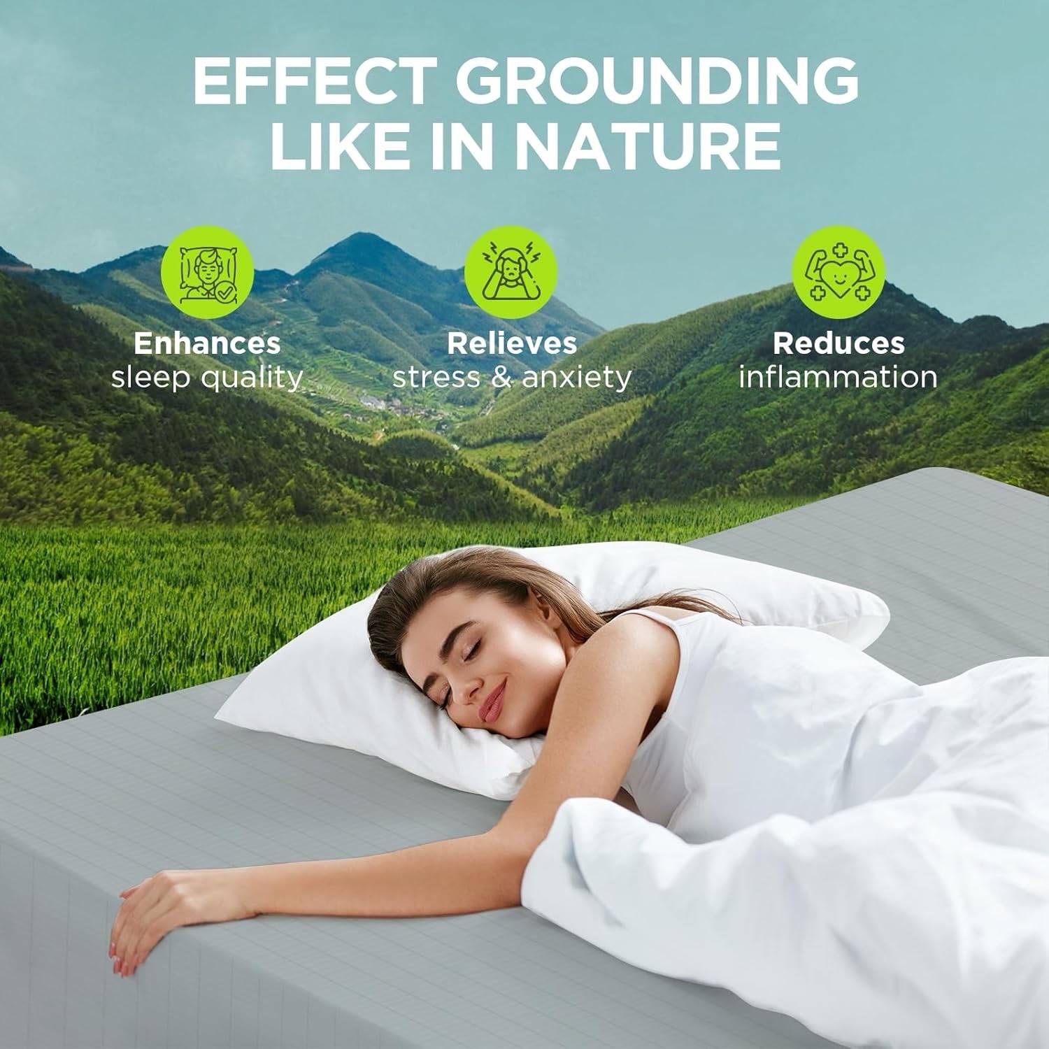 Grounding Sheets Queen Size , 90% Organic Cotton + 10% Pure Silver Fiber, Gray