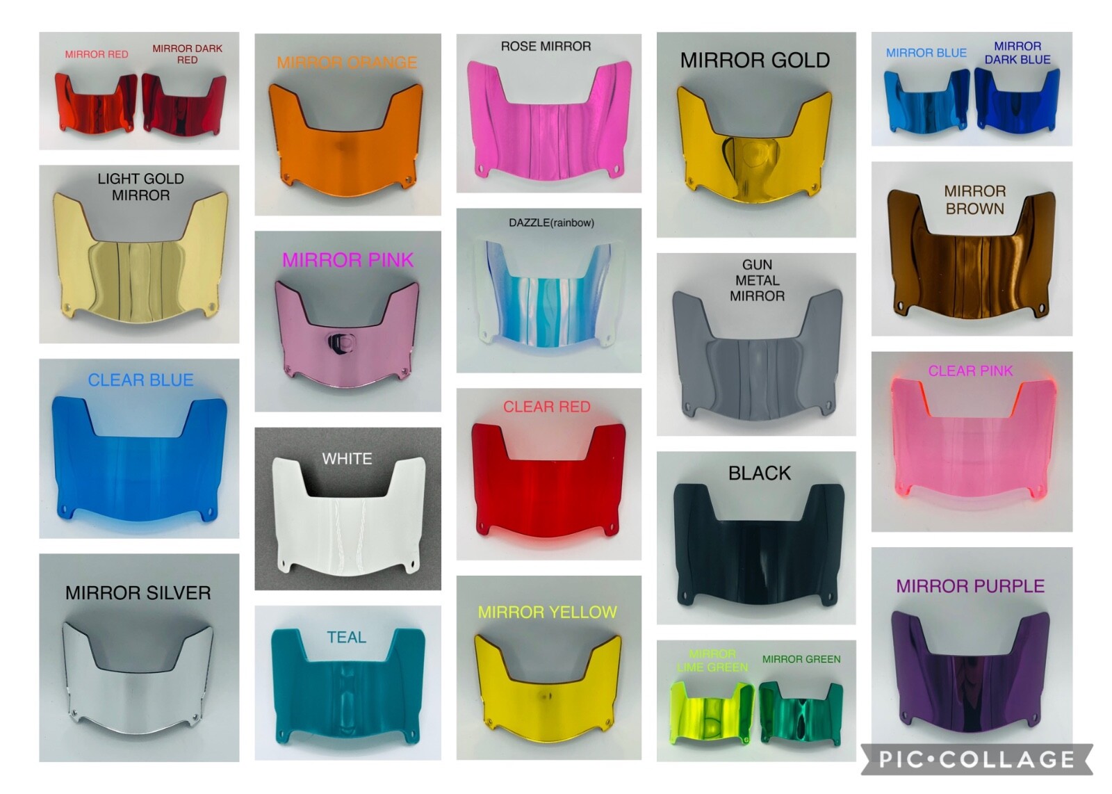 Chrome Mini Football Helmet Visors With Clips