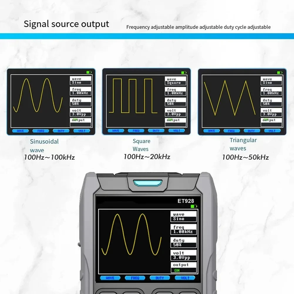 OOLTOP ET928 3-in-1 Handheld Oscilloscope Multimeter Signal Generator 12MHz 50Ms