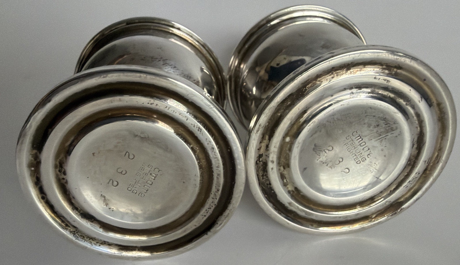 Empire STERLING SILVER Weighted Salt & Pepper Shaker Pair Set Lot 4.5"H