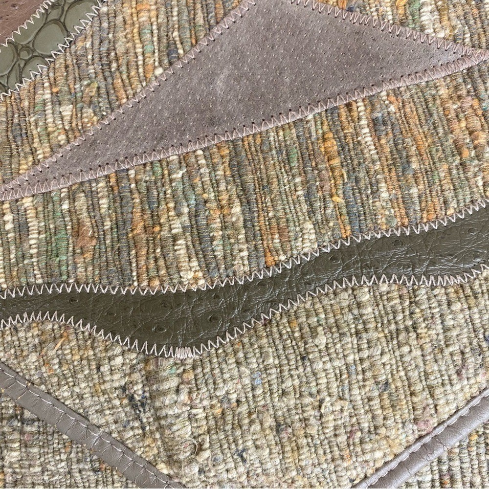 Vintage 80s Bagland Faux Leather Tapestry Patchwork Large Clutch Purse Wristlet