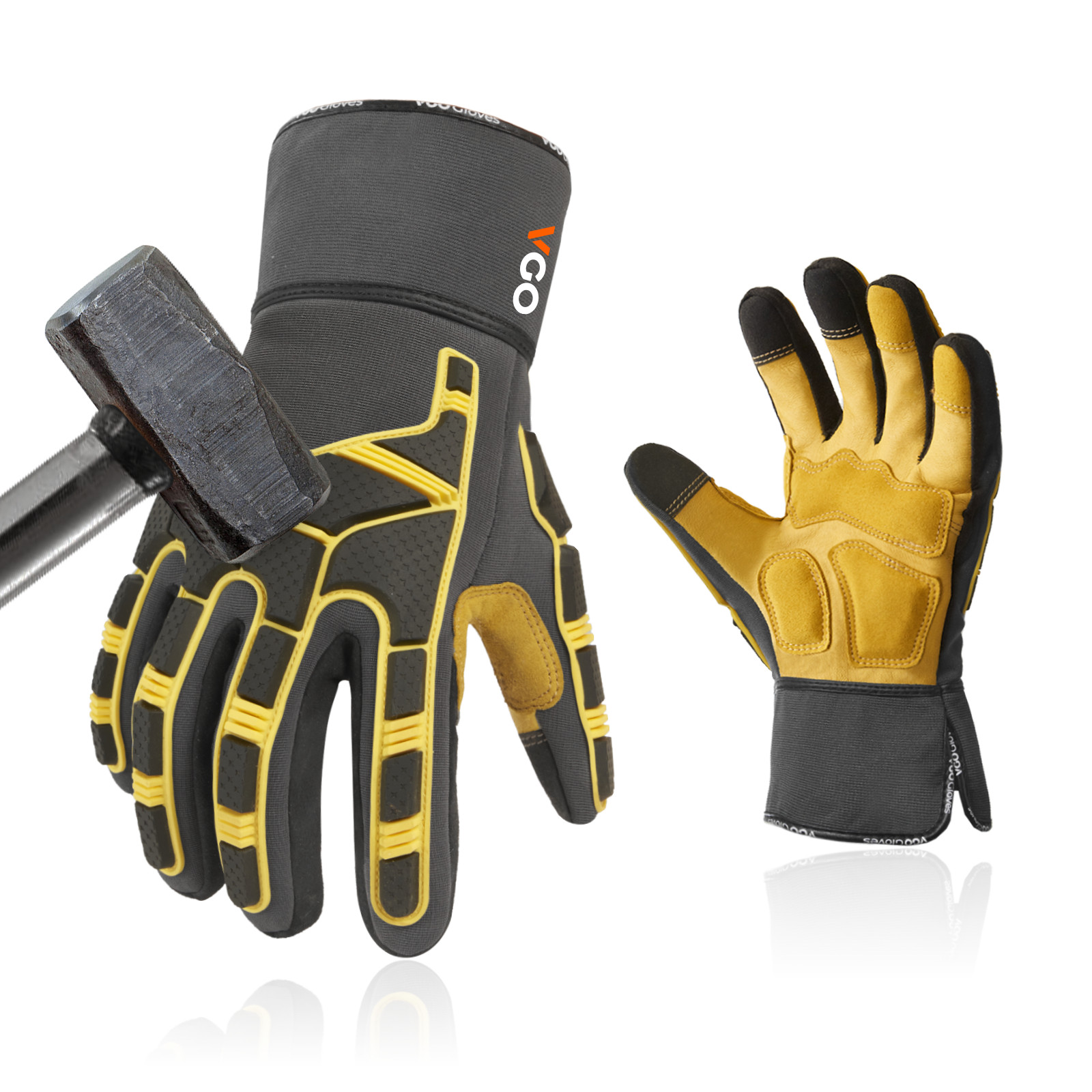 Vgo 1 Pair Leather Work Gloves Men,Mechanics Gloves（PA7756）