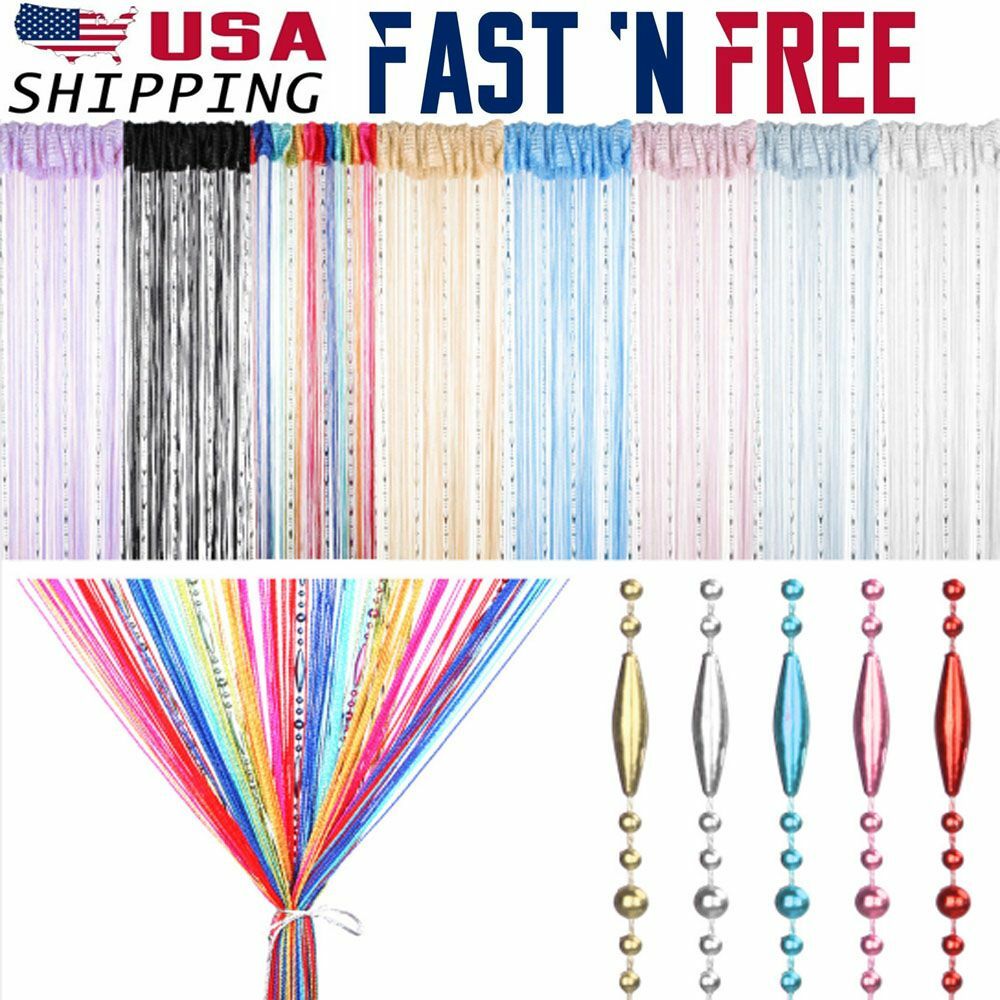 String Door Curtain Crystal Beaded Beads Room Divider Fringe Window Panel Drapes