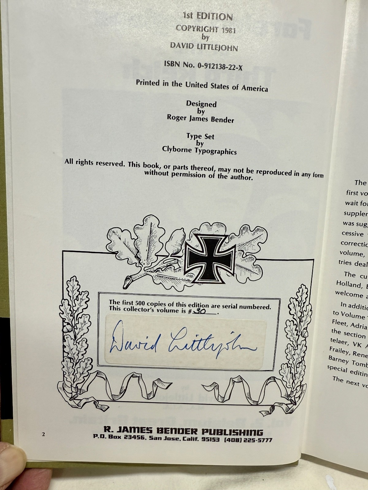 Foreign Legions of the Third Reich: David Littlejohn, Vol. 2 Signed 1st Edition