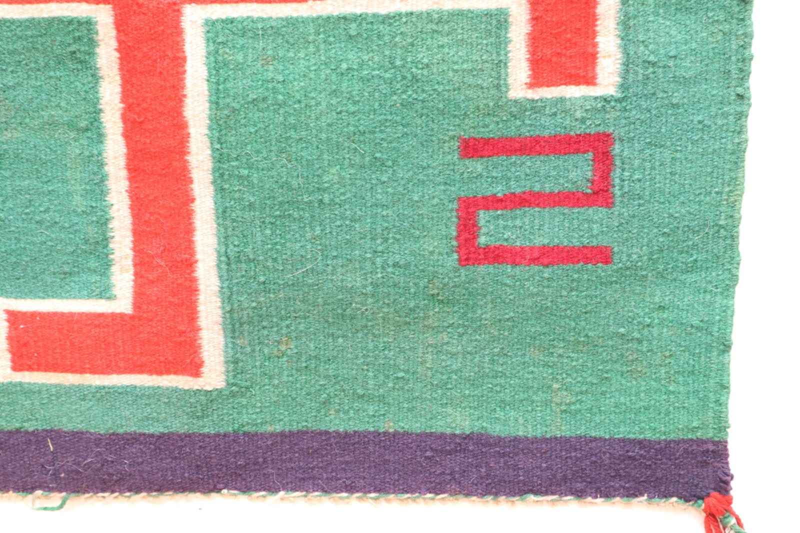 Antique Navajo Germantown Weaving Rug Pictorial Textile 23x22" VTG Whirling LOG