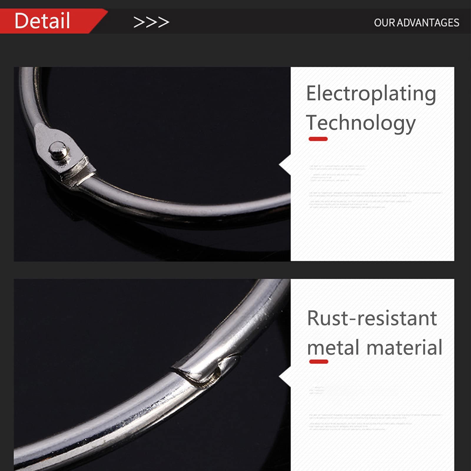 36pcs Shower Curtain Rings, 1.7" Rust-Proof Metal Round Shower Curtain Hooks ...