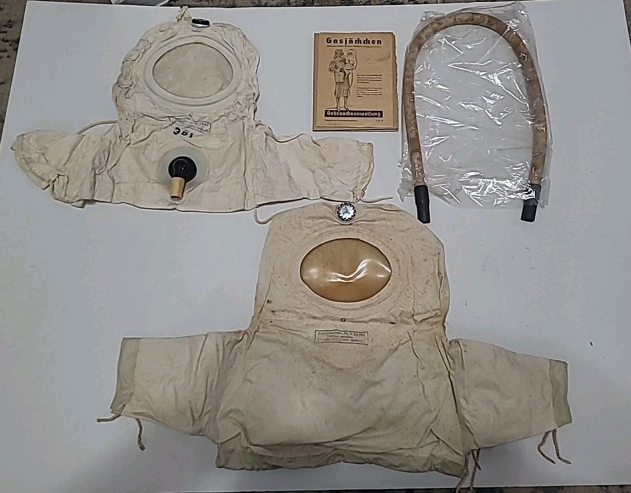 (2) RARE German Child Gas Jacket WWII NOT COMPLETE